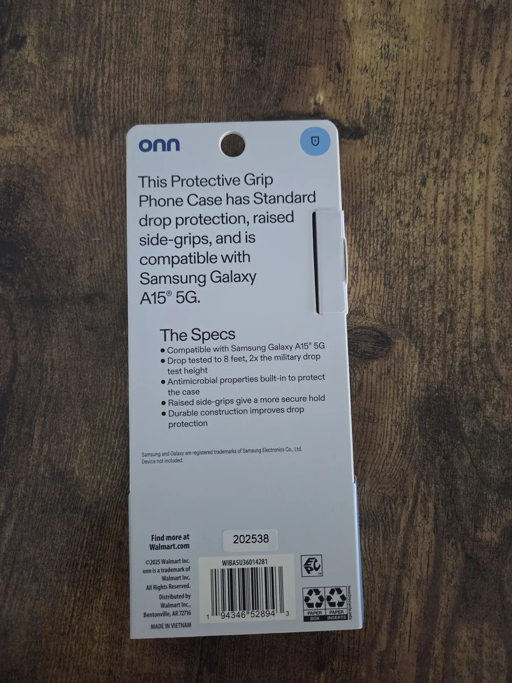 Onn Navy Blue Protective Grip Case for Samsung Galaxy A15 5G